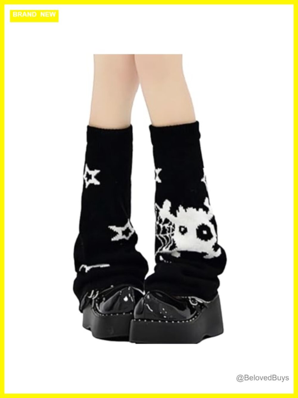 Knit Acrylic Leg Warmers Y2k Goth Kawaii Grunge Ribbed Cabled One Size